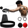 Boxtraining-Set mit Stirnband, schwarzem und rotem Ball, ideal für Reflex- und Koordinationstraining.