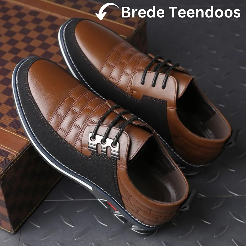 Braune Herrenschuhe aus Leder, elegantes Design, rutschfeste Sohle, Schnürung.