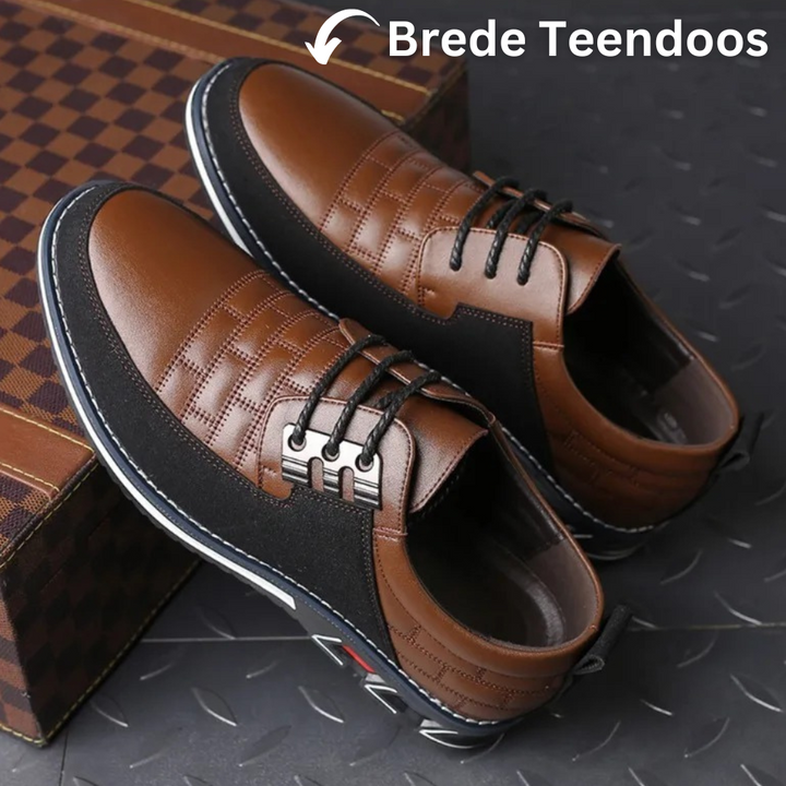 Braune Herrenschuhe aus Leder, elegantes Design, rutschfeste Sohle, Schnürung.