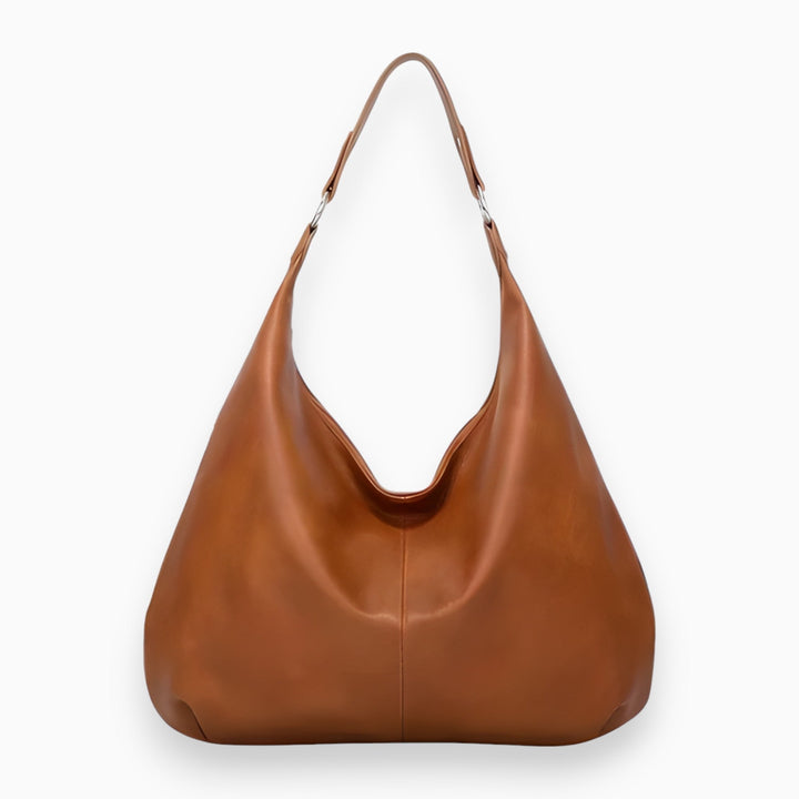 Braune Lederhandtasche, Hobo-Stil, elegantes Design, ideal für Alltag und Büro.