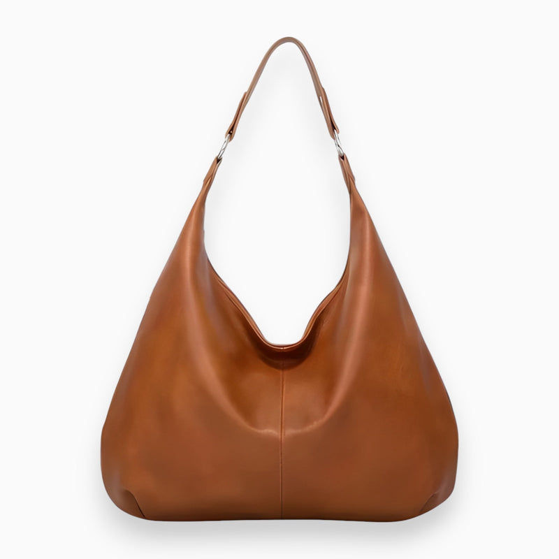 Braune Lederhandtasche, Hobo-Stil, elegantes Design, ideal für Alltag und Büro.