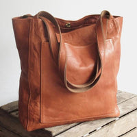 Braune PU-Leder Schultertasche, Vintage-Stil, große Handtasche, modisch und elegant.