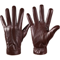 Braune Lederhandschuhe für Herren, elegant, warm, Wintermode, hochwertiges Accessoire.