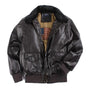 Braune Lederjacke mit schwarzem Kragen, Vintage-Stil, Herrenmode, hochwertig.