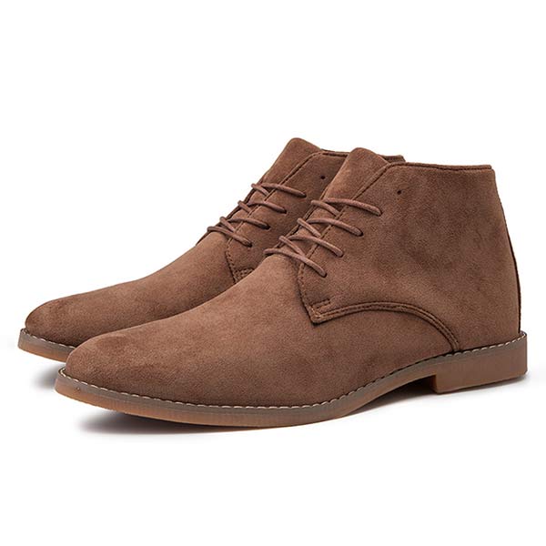 Braune Wildleder-Stiefeletten für Herren, Schnürschuhe, modisch, bequem, elegant, Herbstmode.