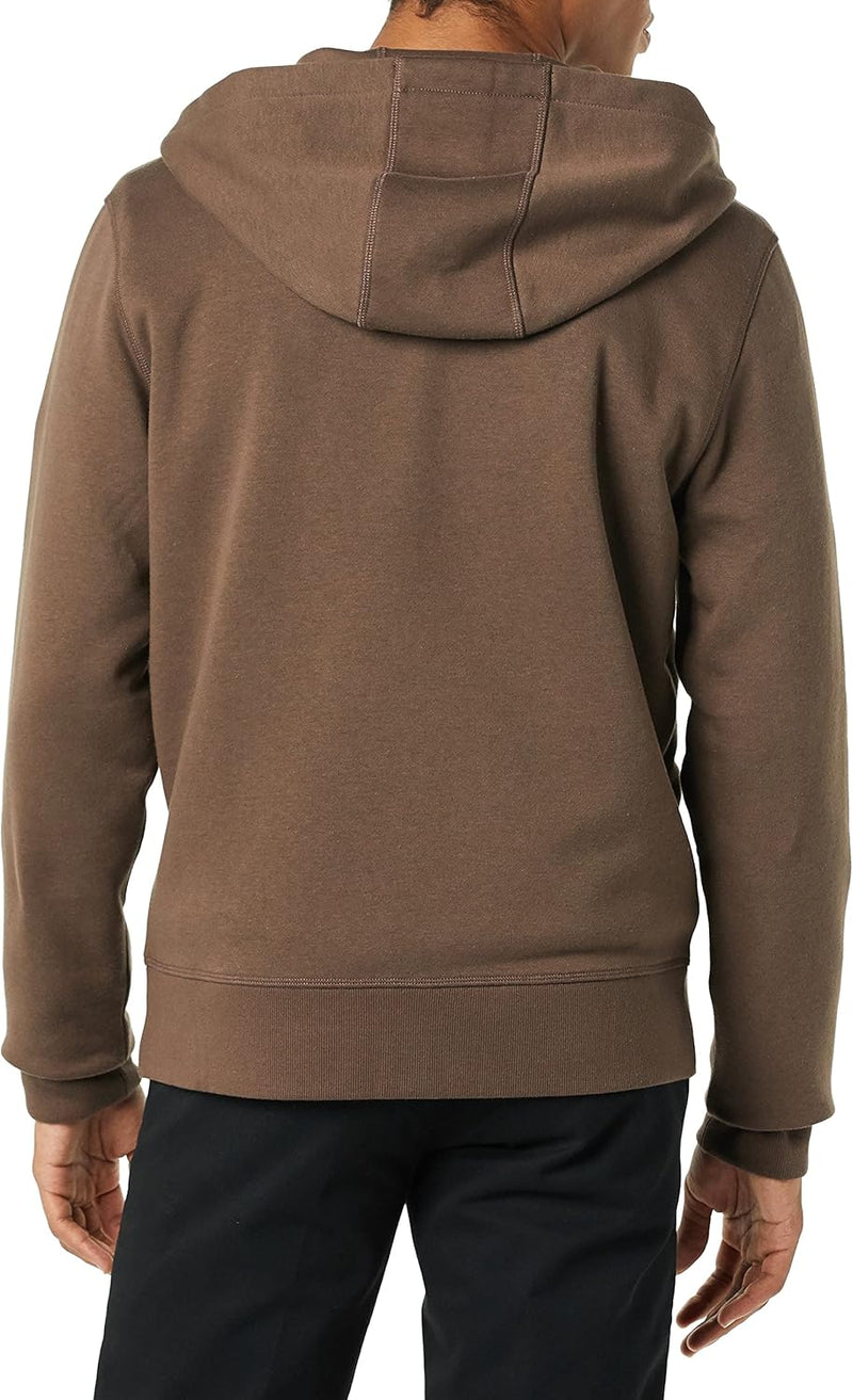 Brauner Kapuzenpullover Herren, Baumwolle, Rückansicht, lässige Mode, Herbstbekleidung