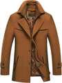 Brauner Herrenmantel, Wollmischung, elegantes Design, Herbstmode, Knopfleiste, Reverskragen.