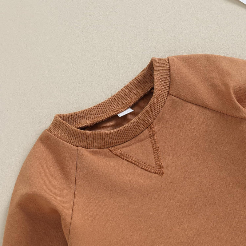 Braunes Sweatshirt aus Baumwolle, Rundhalsausschnitt, Langarm, lässiger Stil, Herrenmode.