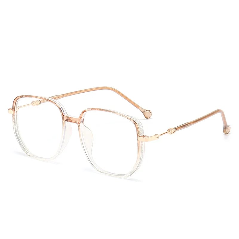Goldene, stilvolle Anti-Blau-Licht Lesebrille, quadratisch, tragbar, für Damen und Herren.