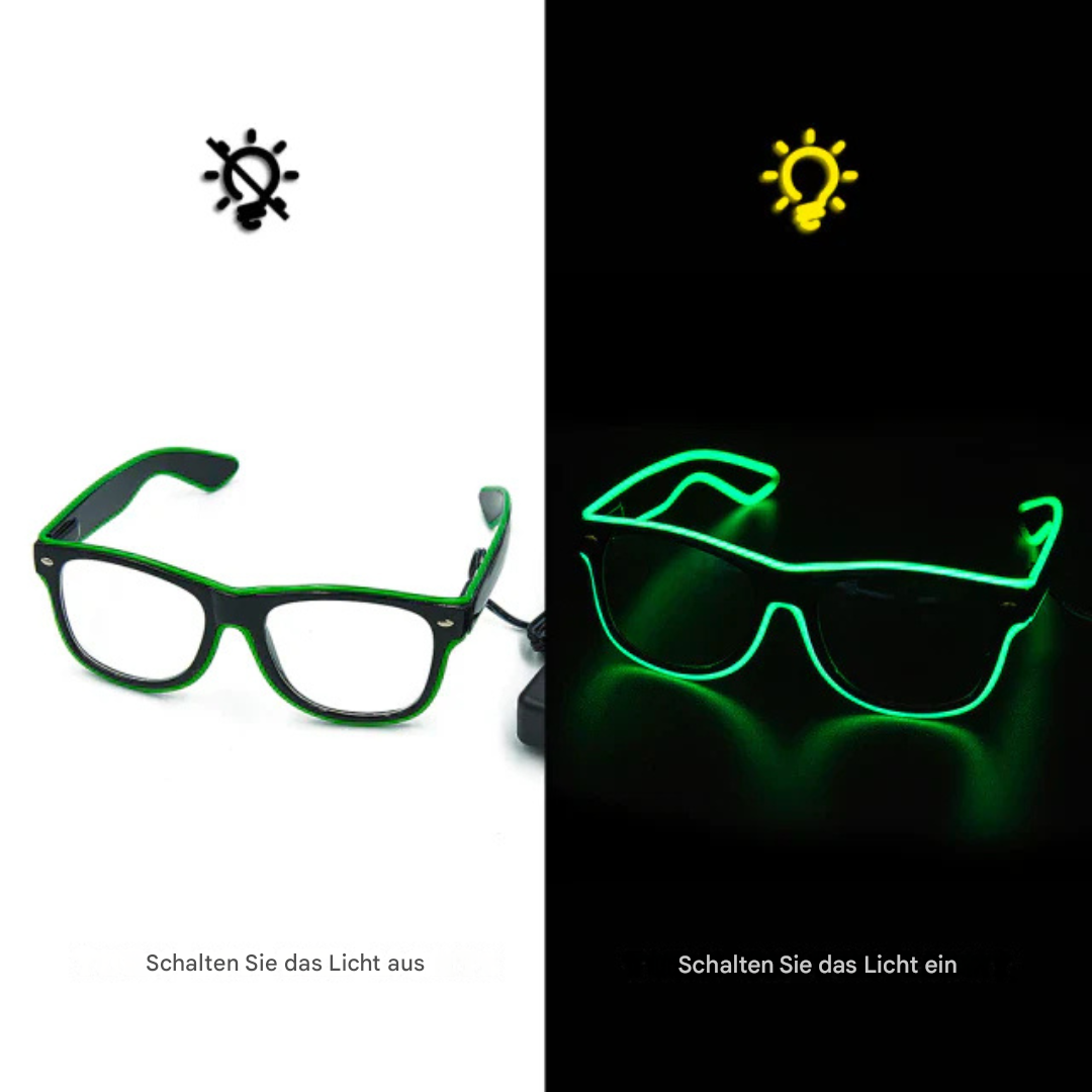 Leuchtende grüne LED-Brille, Nachtmodus, modisches Accessoire, Party, Unisex.