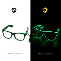 Leuchtende grüne LED-Brille, Nachtmodus, modisches Accessoire, Party, Unisex.