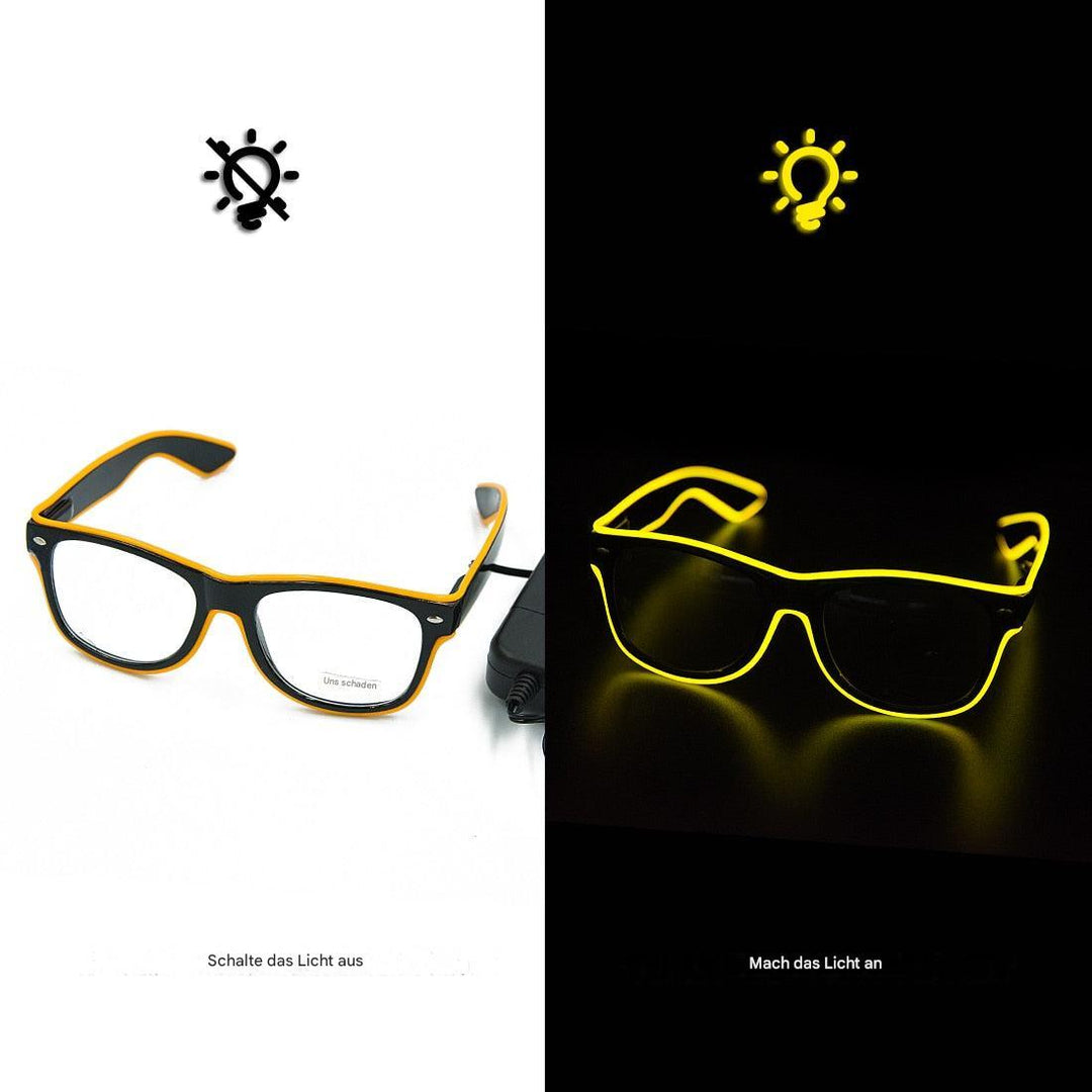 Schwarz-gelbe LED-Brille, leuchtend im Dunkeln, modisches Accessoire, Partybrille.
