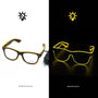 Schwarz-gelbe LED-Brille, leuchtend im Dunkeln, modisches Accessoire, Partybrille.