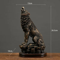 Bronze-Resin-Wolf-Statue, dekorative Skulptur, 26,5 cm, für Zuhause oder Büro, Kunstdekor.