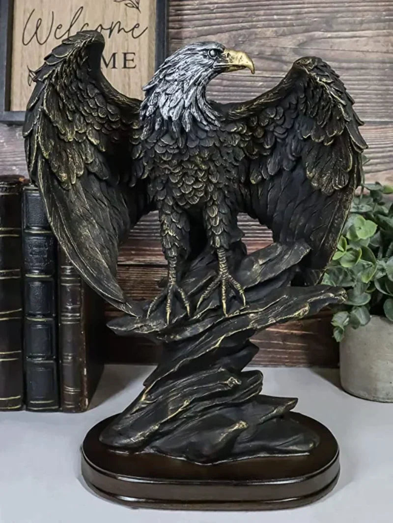 Bronze-Adlerstatue aus Harz, dekorative Skulptur, ideal für Wohn- und Bürodekoration.