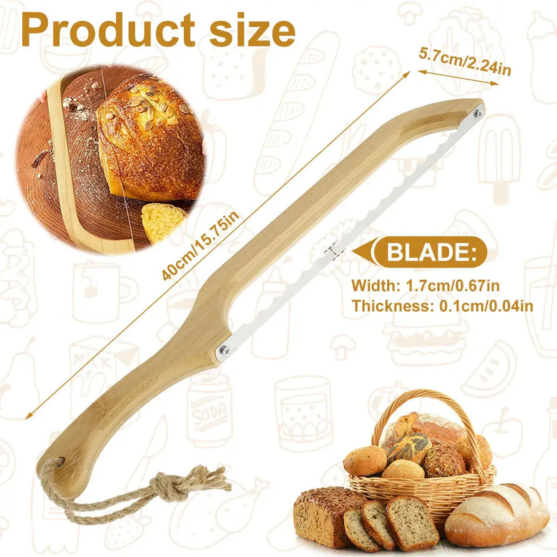 Brotmesser aus Holz mit gezackter Klinge, ideal zum Schneiden von Brot und Gebäck.