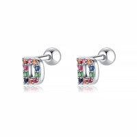 Bunte Buchstaben-Ohrringe, Silber, mit Edelsteinen, modischer Schmuck, Geschenkidee.