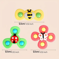 Dreifarbige Insekten-Fidget-Spinner aus Kunststoff, 12,5 cm, Biene, Marienkäfer, Schmetterling.