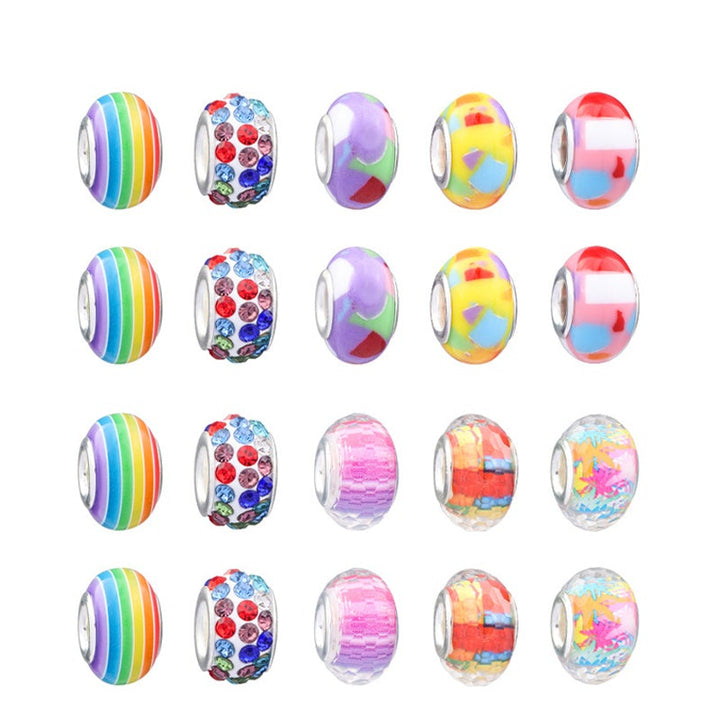 Bunte Glasperlen für Armband, 16 Stück, verschiedene Muster, DIY Schmuckherstellung.