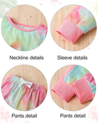 Buntes Kinder-Pyjama-Set, Rundhals, lange Ärmel, elastischer Bund, weicher Stoff.