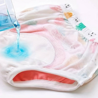 Bunte, saugfähige Kinderunterhose mit Flüssigkeitstest, waschbar, umweltfreundlich.