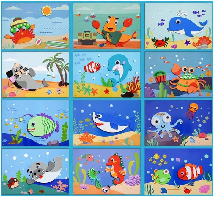 Bunte Unterwasserwelt-Puzzles für Kinder, 12 Teile, Cartoon-Tiere, Lernspielzeug.