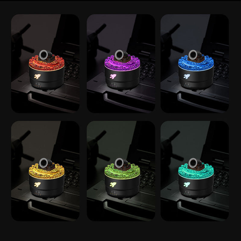 Bunte LED-Shisha-Köpfe auf schwarzem Hintergrund, leuchtend in verschiedenen Farben.