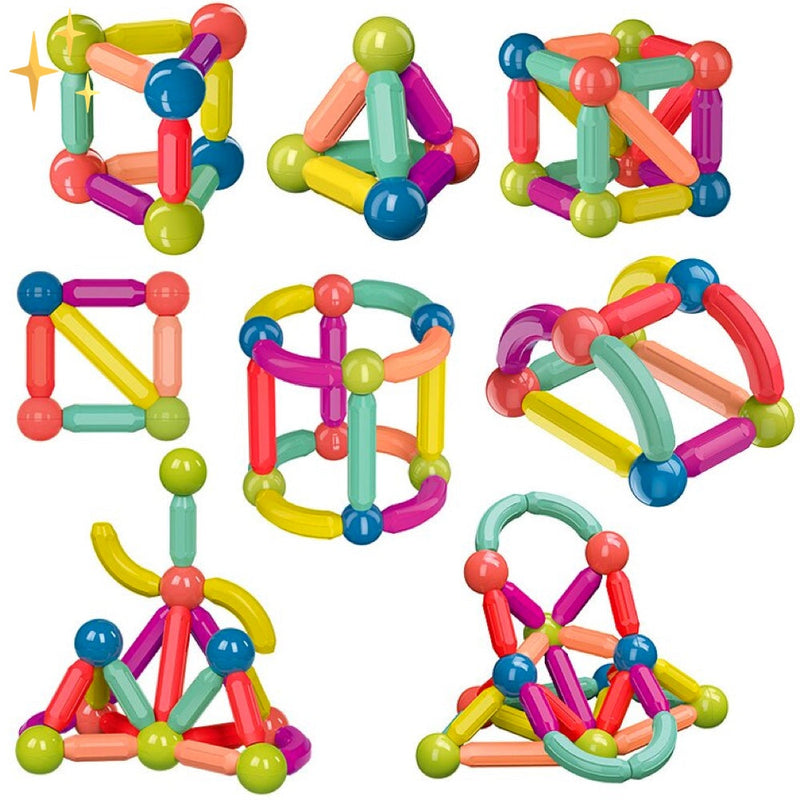 Bunte magnetische Bausteine für Kinder, geometrische Formen, Lernspielzeug, Kunststoff.