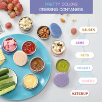 Bunte Dressingbehälter aus Edelstahl, auslaufsicher, für Saucen, Snacks, Joghurt, Nüsse.