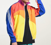 Bunte Retro-Windjacke, 90er-Stil, mit Streifen, Unisex, Frühling, limitierte Edition.