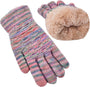 Bunte gestrickte Handschuhe mit Fleecefutter, warm, winterfest, Damenmode, Accessoire.