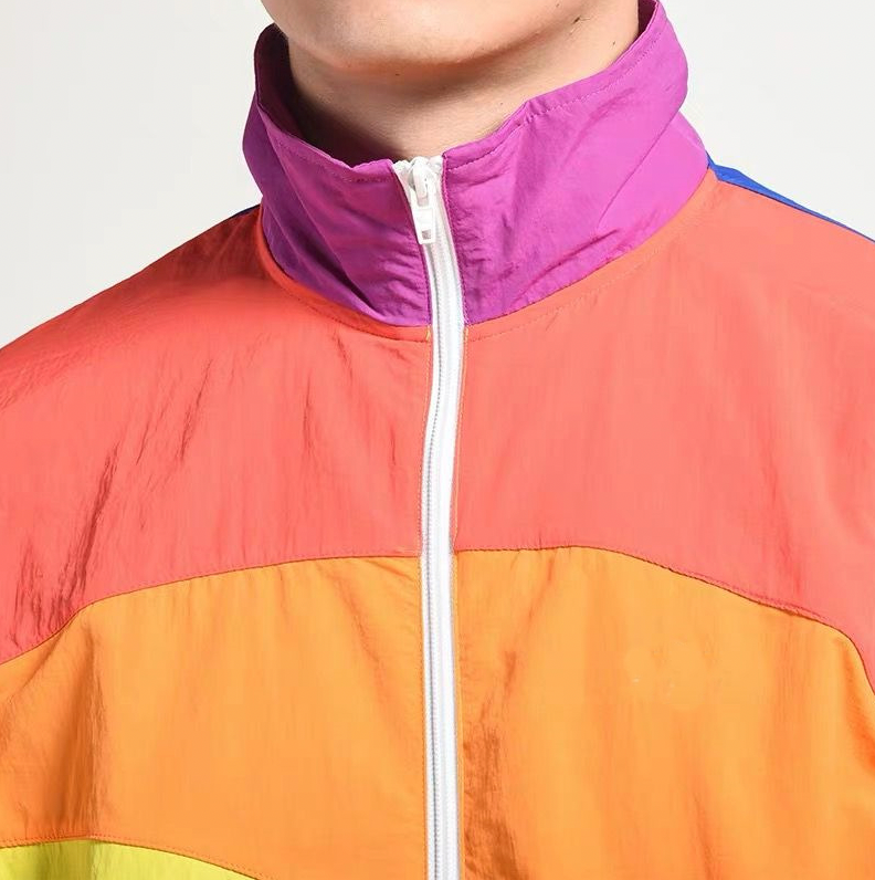Bunte Retro-Windjacke, limitierte Edition, 1999, leuchtende Farben, Reißverschluss, Unisex.