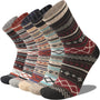 Bunte Damen-Wollsocken im Norwegerstil, 5er-Pack, warm, gemustert, Wintermode.