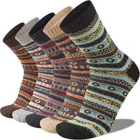 Bunte Norwegersocken aus Baumwolle, 5er-Pack, warm, gemustert, für Damen und Herren.