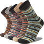 Bunte Norwegersocken aus Baumwolle, 5er-Pack, warm, gemustert, für Damen und Herren.