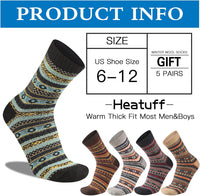 Bunte Winterwollsocken für Herren, 5er-Pack, warm, Größe 6-12, Geschenkidee.