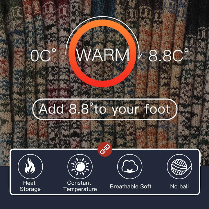Bunte Wollsocken, warm, atmungsaktiv, temperaturregulierend, ideal für kalte Wintertage.