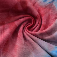 Roter Batikstoff, Baumwolle, spiralförmiges Muster, DIY-Nähen, Textildesign, Handwerk.