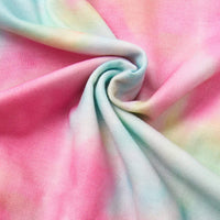 Bunter Batikstoff, pastellfarben, Baumwolle, Nahaufnahme, Textil, DIY, Nähen, Handarbeit.