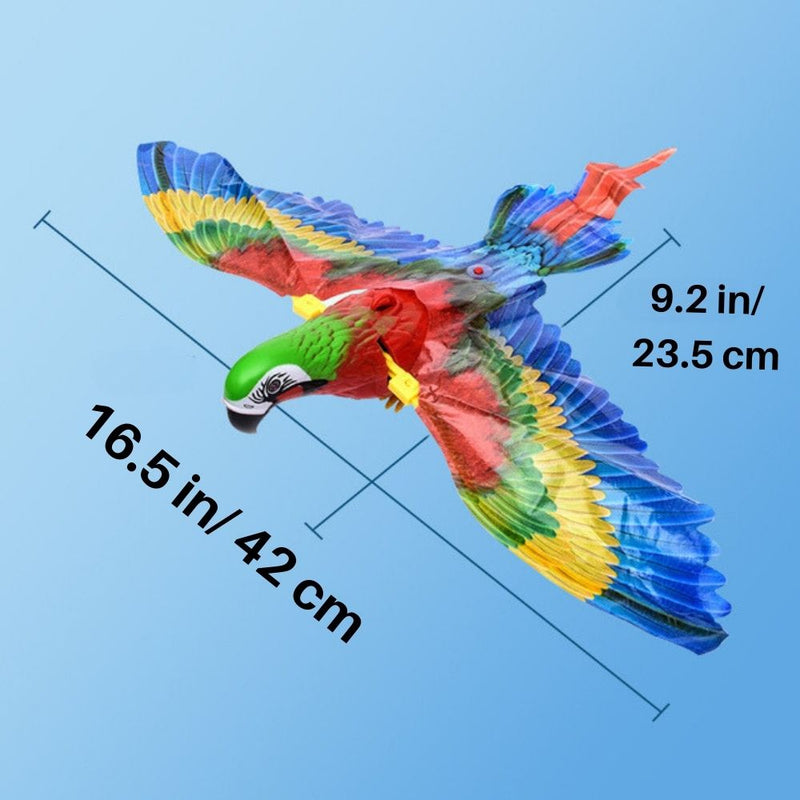 Papageien-Drachen, bunt, 42 cm Spannweite, 23,5 cm Länge, Outdoor-Spielzeug, Kinder, Fliegen.