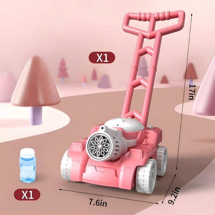 Rosa Seifenblasenmaschine für Kinder, tragbar, mit Griff, inklusive Seifenblasenflasche.