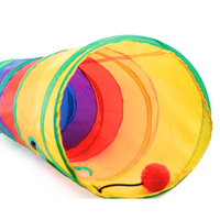 Bunter Spieltunnel für Kinder, faltbar, aus Nylon, ideal für drinnen und draußen, Regenbogenfarben.