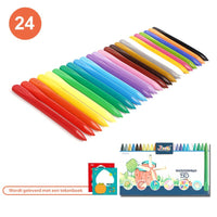 24 bunte Wachsmalstifte Set, ergonomisch, für Kinder, inklusive Malbuch, kreative Kunst.