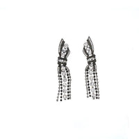 Schwarze Strass-Ohrringe mit Schleifen-Design, funkelnde Kristalle, eleganter Schmuck.