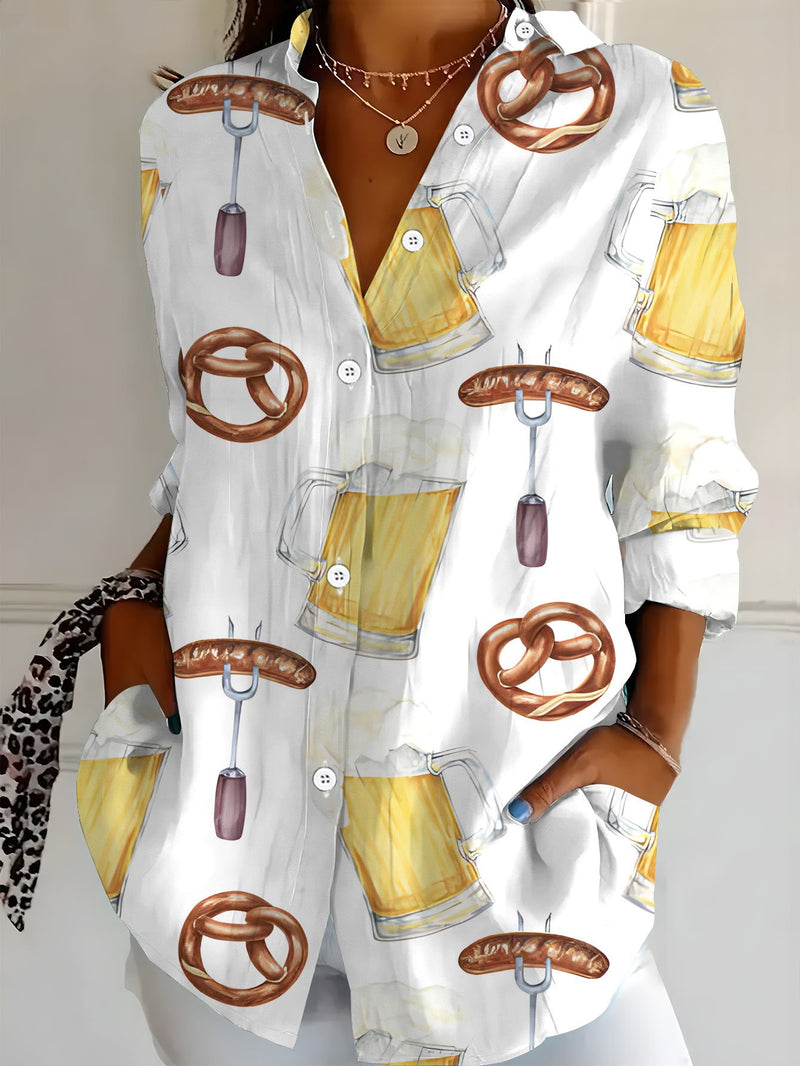 Damen Plus Size Bluse mit All-Over-Print – Greta Oktoberfest 2025