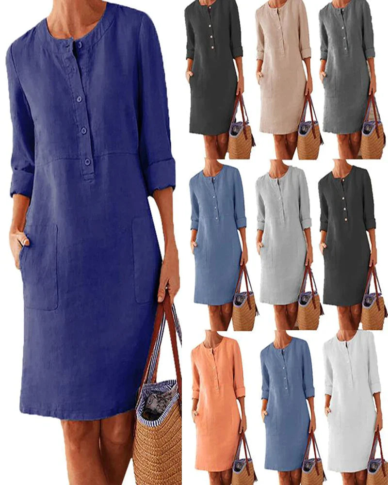 Elegantes Herbstkleid mit Knopfleiste – Allegra