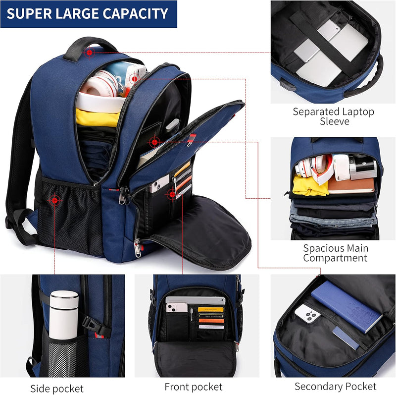 Wasserfester Laptop-Rucksack mit USB-Anschluss und Anti-Diebstahl-Design – TechPro