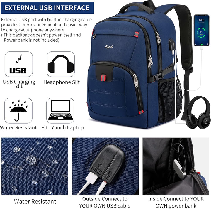 Wasserfester Laptop-Rucksack mit USB-Anschluss und Anti-Diebstahl-Design – TechPro