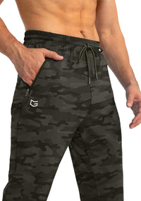 Herren Jogginghose Camouflage, elastisch, mit Kordelzug, Fitness, Sportbekleidung, grün.