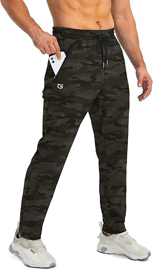 Herren Jogginghose Camouflage, grün, mit Taschen, elastischer Bund, Sportbekleidung.